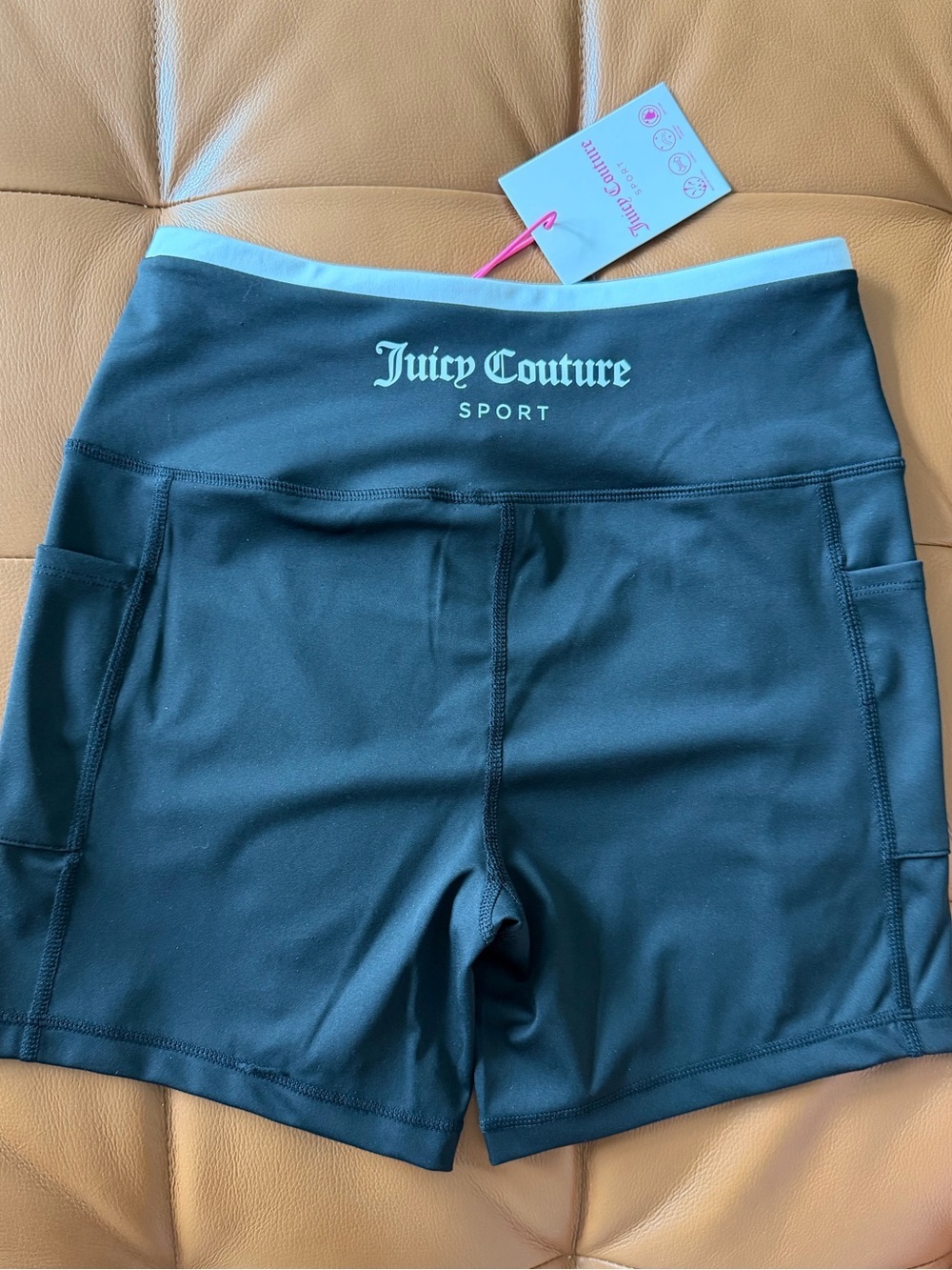 🖤Juicy Couture Sport Black Athletic Shorts with White Blue Waistband. NWT - Picture 14 of 15